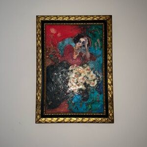 Moody Girl – Original Signed Mixed Media Painting | Restored by Ner & Bloom